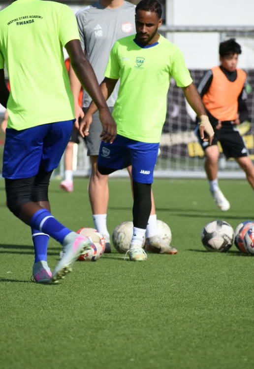 Inspire Stars Academy Rwanda athletes during a ball-control training session